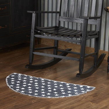 Multi Star Navy Cotton Rug Half Circle 16.5